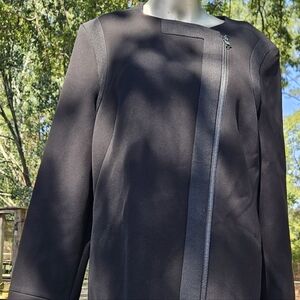 J Brand Wool Blend Double Breasted Black Zip Jacket Clacket Dress Size 8